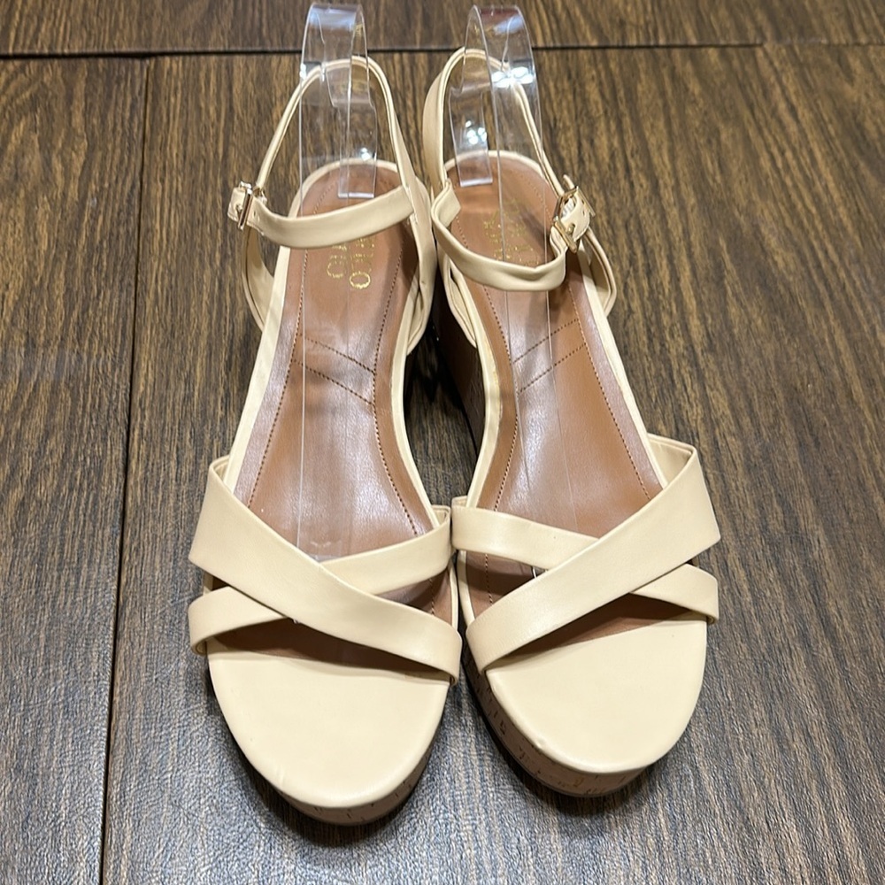 Franco Sarto Pelma Faux Leather Ankle Strap Platform Sandals, Beige, Size 10 - Picture 6 of 12